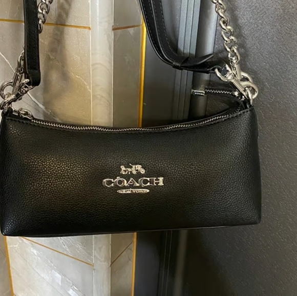 NWT Coach CL407 Charlotte Shoulder Bag in Refine Pebble Leather Black Authentic